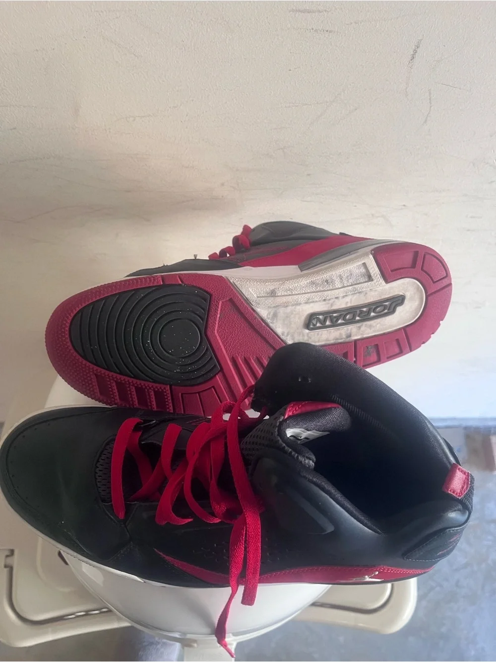 Jordan Black and Red High-Top Sneakers